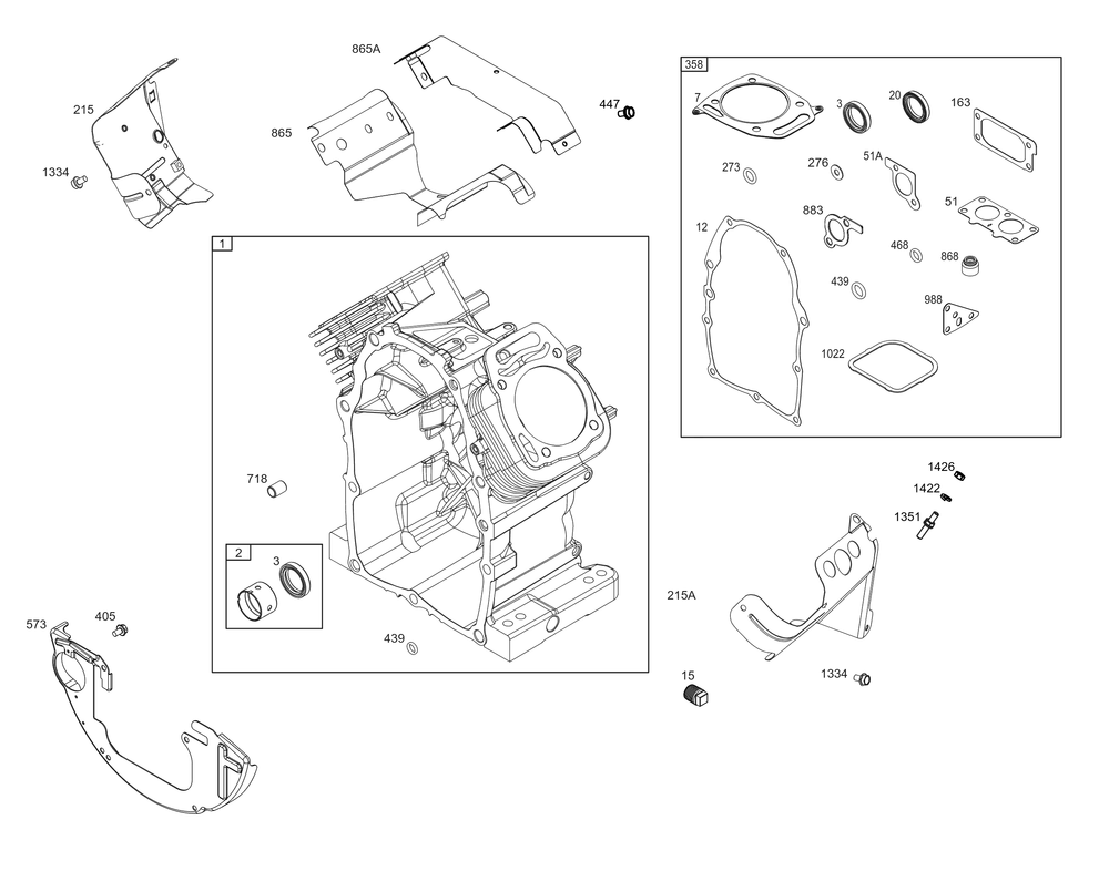 Cylinder Group Diagram and Parts List for 385447-0474-B5 200000 - 399999 Briggs and Stratton Engine